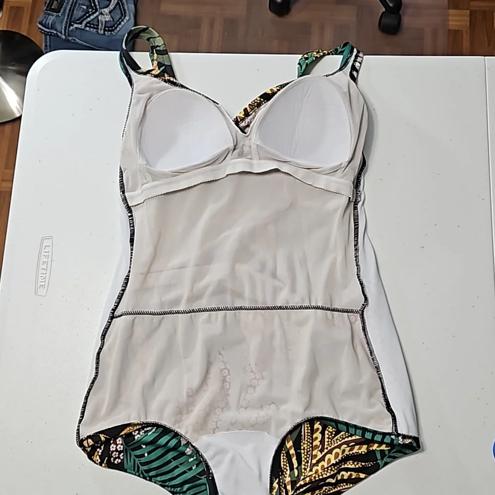 SWIM SUIT palm leaves one piece